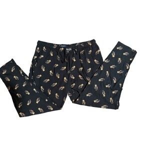 Polo Ralph Lauren Mens XL Black Polo Bear Print‎ Pajama Pants Sleepwear Cotton